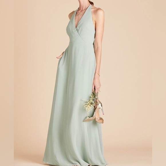 Birdy Grey Dresses & Skirts - Birdy Grey NWT Moni Convertible Halter Back Chiffon Bridesmaid Dress Green XS
